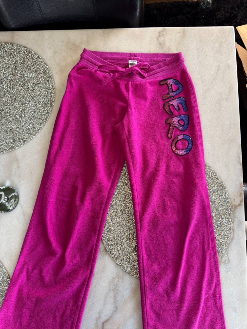 Bright Magenta Logo Jogger Pants with 'AERO' Side Graphic
